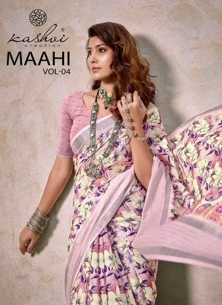 Maahi Vol 04 By Kashvi Linen Printed Saree Wholesale Market In Surat